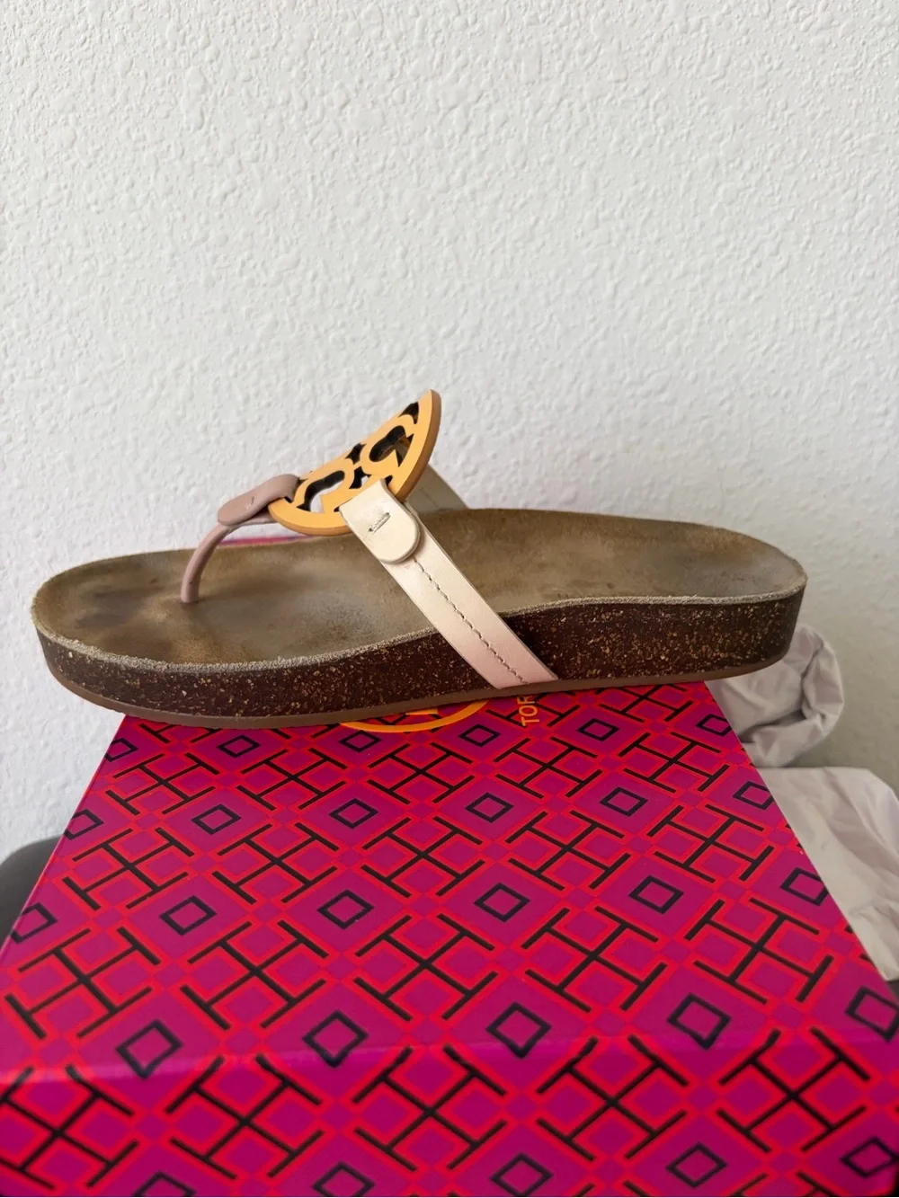 Tory Burch Miller CLOUD Sandals Calf Leather Multi Color Cork 7.5